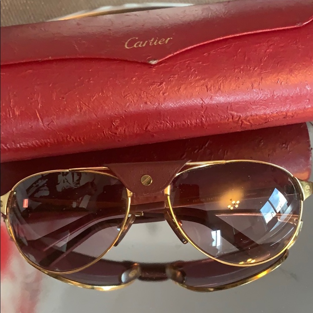 Cartier sun glass edition santos-dumont gold